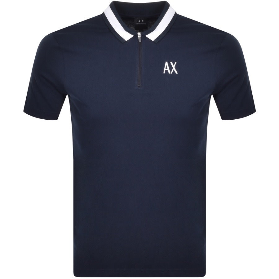 Alternative Image for ProductArmani Exchange Half Zip Polo T Shirt Navy1
